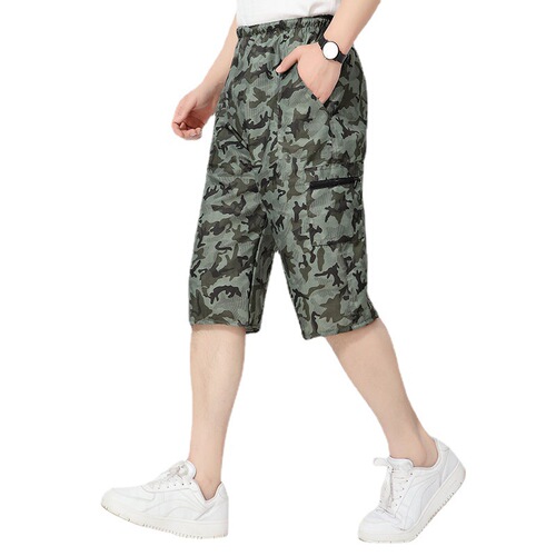 Middle-aged and elderly men's pants summer camouflage shorts men's loose casual cropped pants men's work trousers breeches camouflage pants