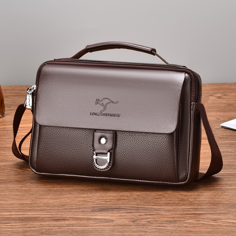 Cross-Border Popular Men's Crossbody Bag, Fashionable Casual Retro Small Bag, Shoulder Bag, Trendy Men's Bag 9inch Storage
