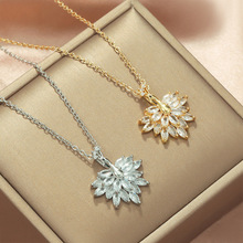 【钛钢链】灵动微镶锆孔雀吊坠项链独特个性耳环时尚气质颈饰批发