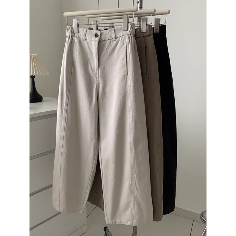 Drapey Straight Casual Wide-Leg Pants for Women Plus Size Autumn New Fat Girl High-Waisted Loose Slimming Nine-Point Cargo Pants