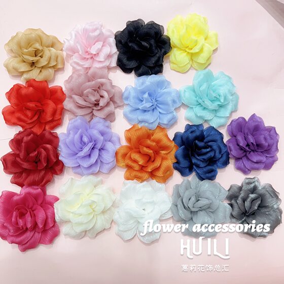 11cm Fine Flash Organza Fabric Three-dimensional Dahlia Wedding Dress DIY Hair Accessories Corsage Shoes and Hats Accessories