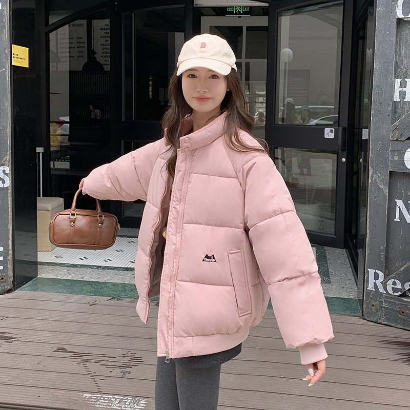 Europa y los Estados Unidos 2024 otoño y invierno ropa corta de algodón de mujer cuello coreano chaqueta pequeña chaqueta de algodón gruesa chaqueta de pan chaqueta