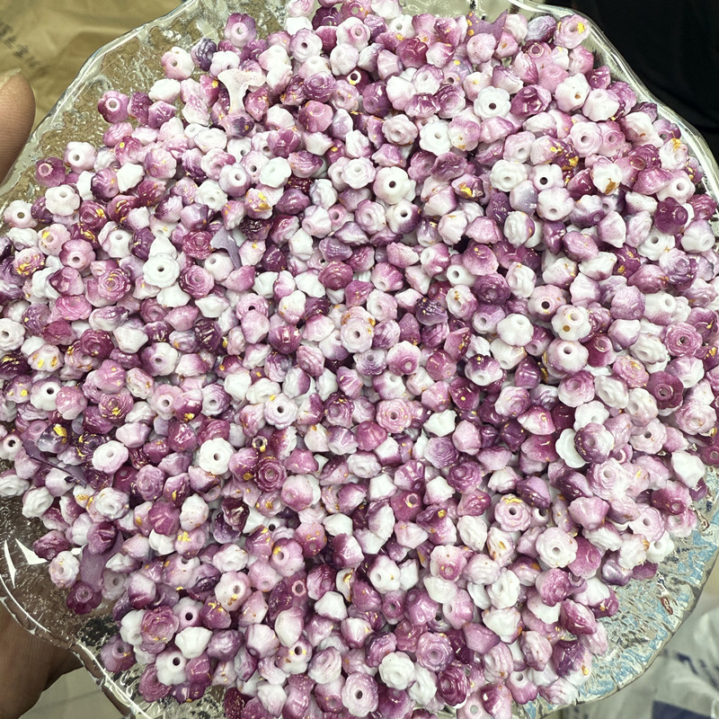 Luz nocturna brillante dorada rosa mini camellia acrílico diy cuentas hechas a mano al por mayor explosión de sonido