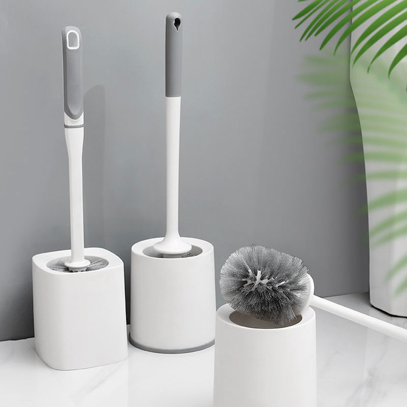 Fashionable Plastic Toilet Cleaning Brush with the Same Design, Multifunctional, No Dead Corners, Household Soft-Bristle Long-Handle Brush with Base, Combo Brush