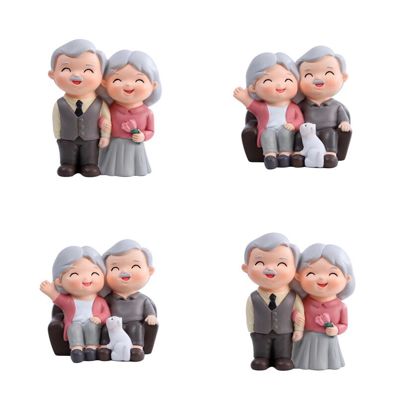 Thanksgiving Companion Figurines of Grandparents, Elderly Man and Woman, Handmade Figurines, Resin Crafts, Gifts