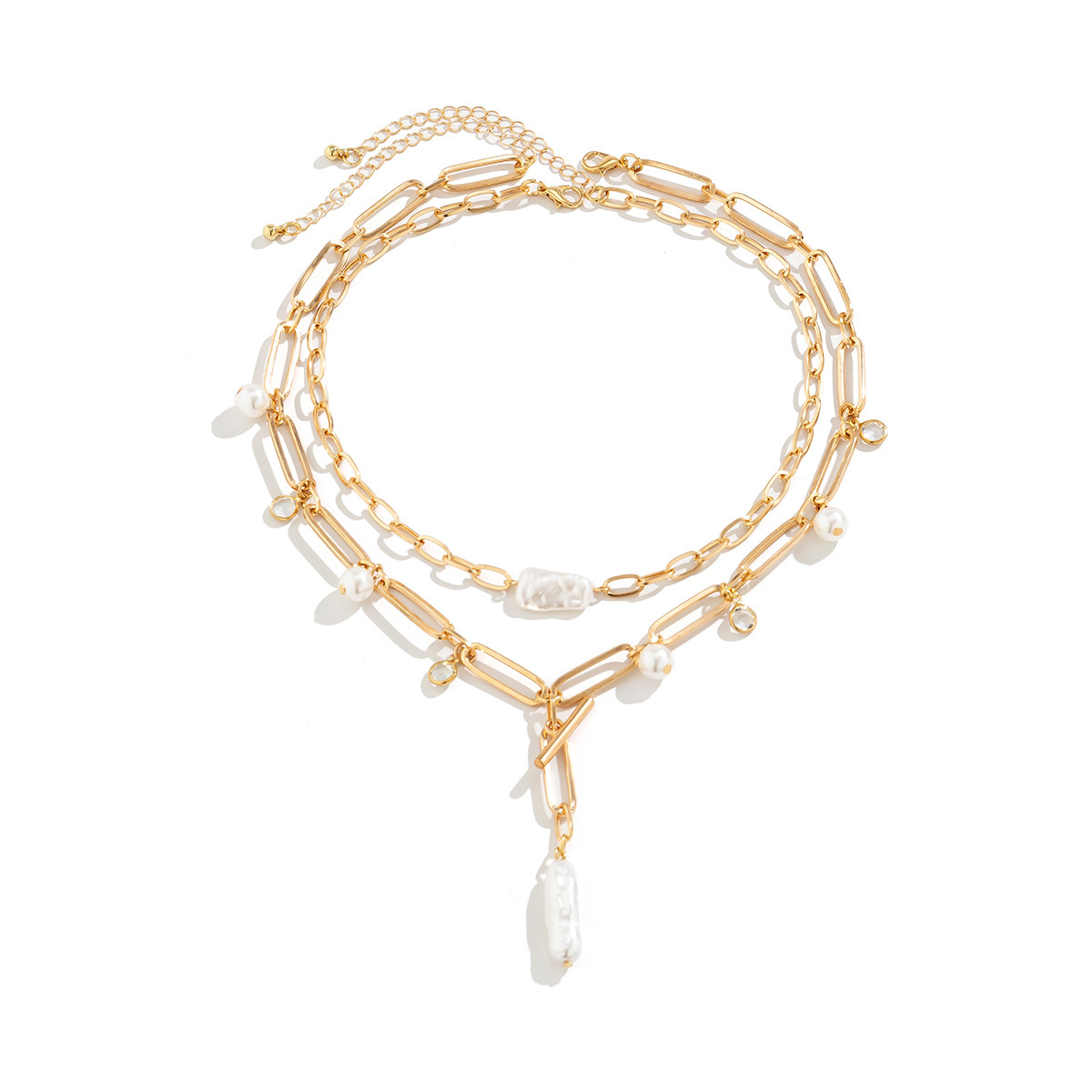 32g Weight Iron Pendant Material Necklace Classification Iron Chain Material 1 Piece Quantity Date, Tea Party Occasion Imitation Pearl, Iron Material Geometric Pattern Women's Gender Plating Design Elegant, Simple Style Style Elegant Simple Style Geometric Imitation Pearl Iron Wholesale Necklace 6