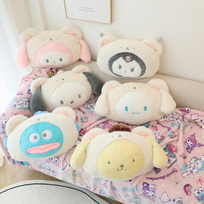 만화 베개 담요 인형 낮잠 담요 소파 담요 두꺼운 담요 에어컨 담요 휴대용 여행 담요 자동차 담요