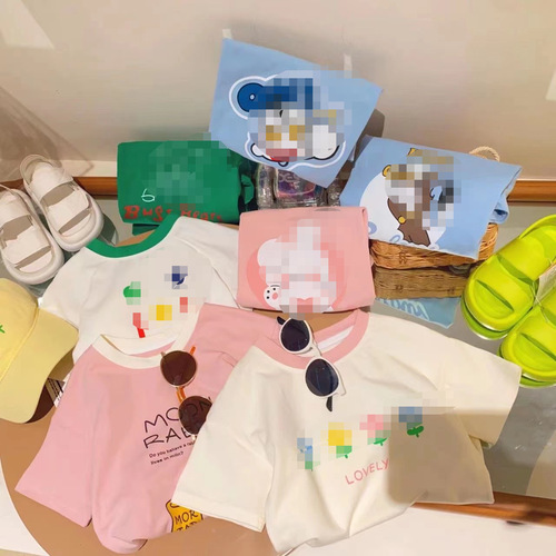 Children's clothing wholesale dropshipping 90-130 sizes 2024 summer new style Korean style cute short-sleeved T-shirts for girls and middle-aged children