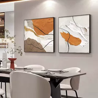 正方形几何抽象艺术客厅装饰画现代简约高级感沙发背景墙金箔挂画