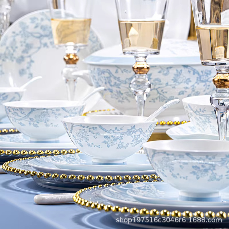 Jingdezhen Hotel Tableware Set Bowls and Plates Restaurant Commercial Chinese-Style Tableware Set