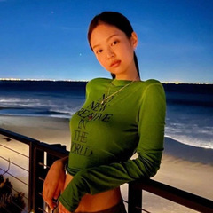 现货Jennie 宁艺卓同款韩国小众潮牌字母修身打底长袖女上衣