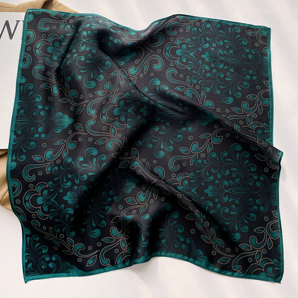 Green silk light and thin breathable elegant scarf