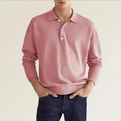 2024 Independent Station Wish Amazon Hot Style Spring and Autum Long-Sleeved V Neck Button Men's Casual Top Polo Shirt 2024 Independent Station Wish Amazon Hot Style Spring and Autum Long-Sleeved V Neck Button Men's Casual Top Polo Shirt