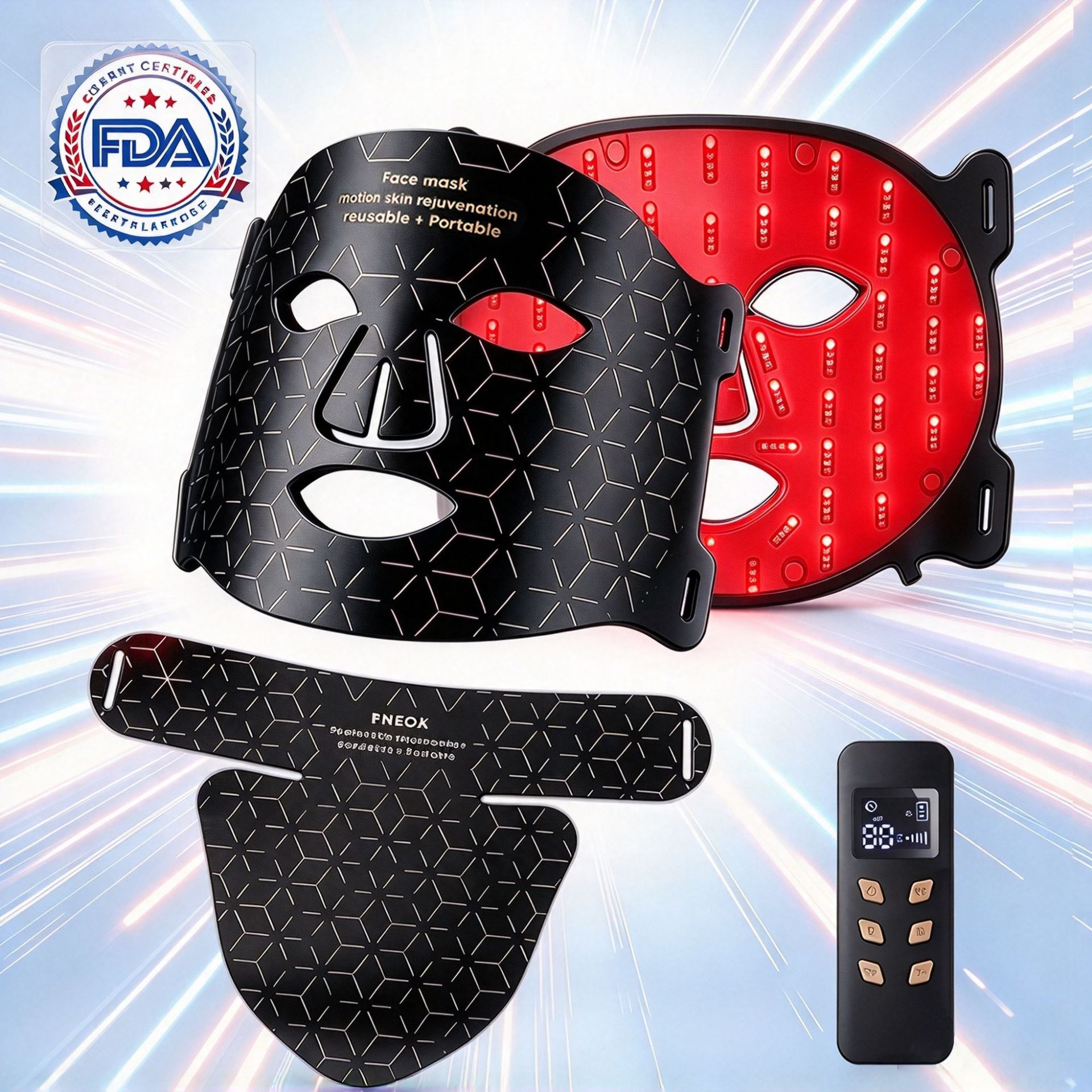 Fda Mask Beauty Device Infrared Light Blue Light Silicone Large Panel Light Mask Spectrometer Home-Use Led Beauty Mask