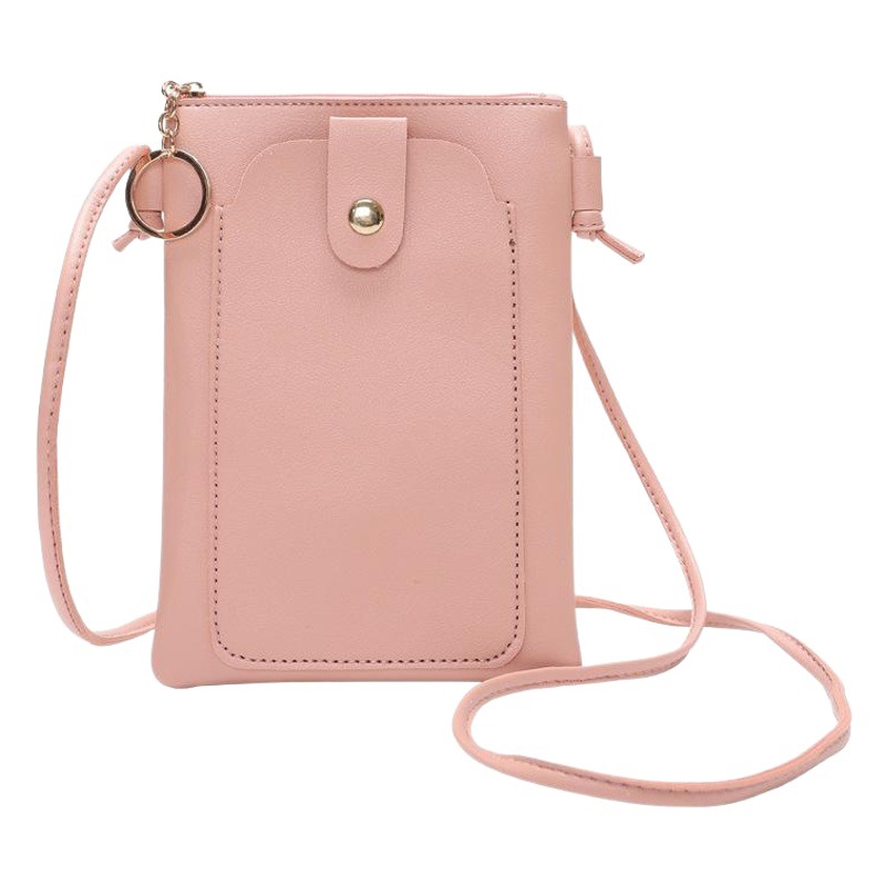 Foreign Trade Solid Color Pu Coin Purse Summer Waterproof Mobile Phone Handbag Women's Crossbody Bag Korean Style Single Shoulder Small Bag