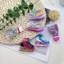 新款PVC个性简约羽毛球溜冰鞋卡通抓夹后脑勺盘发鲨鱼夹饰品发饰