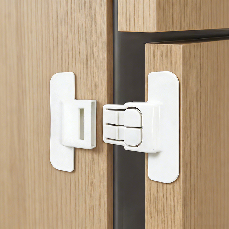Refrigerator Door Closer Cabinet Door Punch-Free Anti-Opening Buckle Double Buckle Design Stable and Not Easy to Open Multi-Purpose Safety Lock
