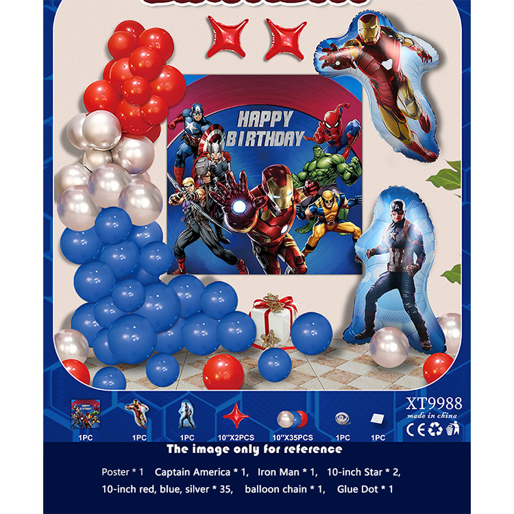 Fiesta de cumpleaños redonda escena diseño decorativo globo traje de juguete para niños globo de aluminio letras y números