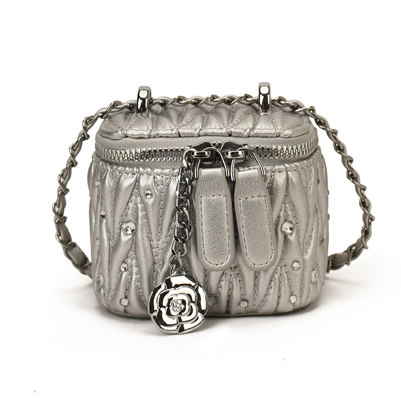Coreana pequeña bolsa de hombro para niñas bordada de diamante mini bolsa de caja de bebé bolsas de cadena de perforación plegables para niños