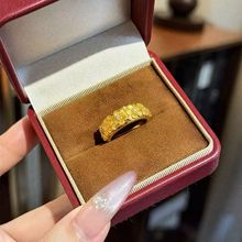 沙金饰品点钻繁花似锦指环活口轻奢高级仿真金小花戒久不掉色配件