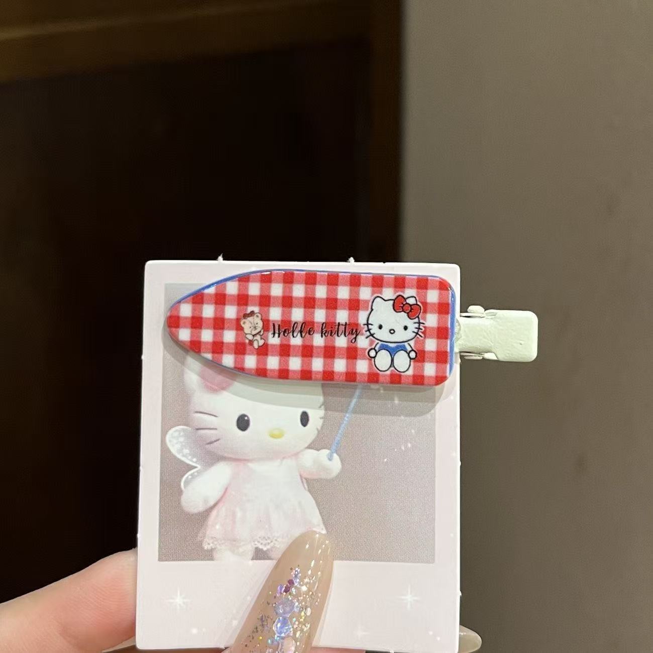 Sweet Cool Retro Grid Cat Hairpin sin rastros Clip lateral Clip dulce Clip de boca de pato Clip de cabello para niños toque de cabello