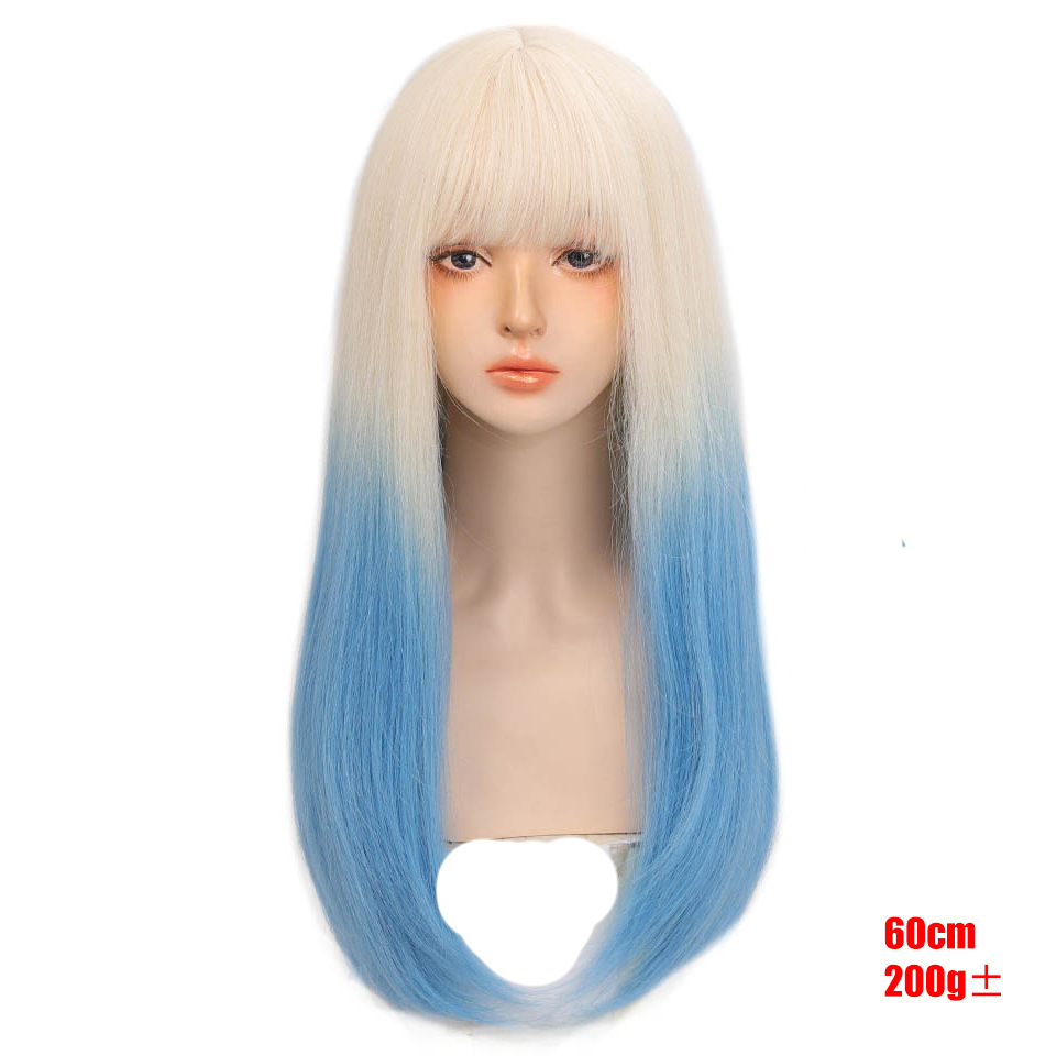 Synthetic wig Women's Straight Daily Popular Gradual Cos Round Face JK Lolita Long Hair Full Head Set_voghion.com