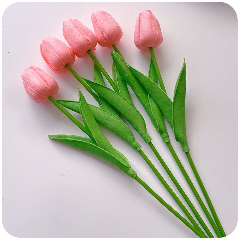 Flores florales Decoración de la sala de estar Decoración Decoración Ramo biónico Tulipán Flor seca de lujo ligero Flor falsa Decoración eterna