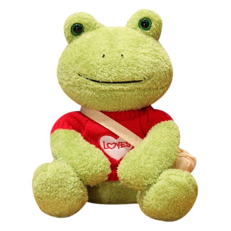 Dibujos Animados grandes ojos Rana muñeca desgaste lindo suéter curación serie terciopelo Ártico pequeño animal de peluche juguete