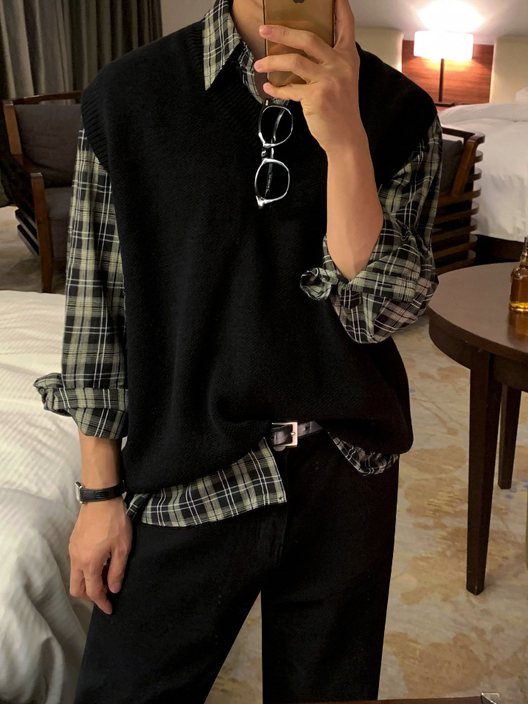 MYQ camisa a cuadros perezosos primavera casual Camisa de manga larga estilo coreano camisa suelta pareja abrigo moda