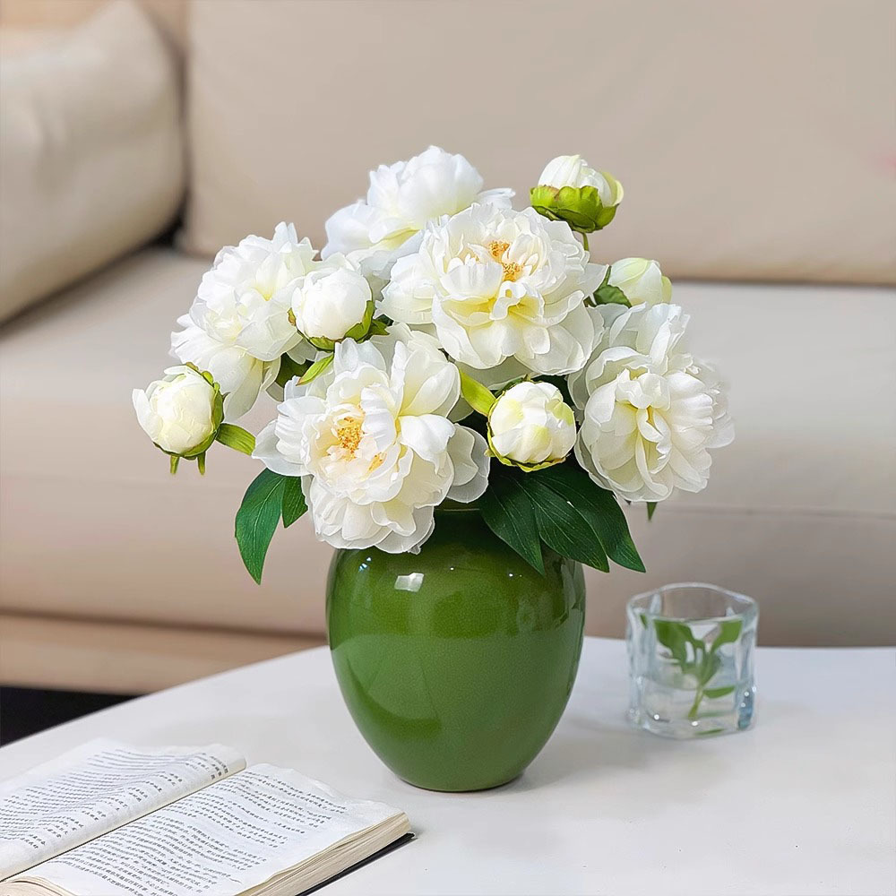 Light-Colored Ice Crackle Ceramic Vase Living Room Dining Table Flower Arrangement Light Luxury High-End Niche Home Decoration Vase