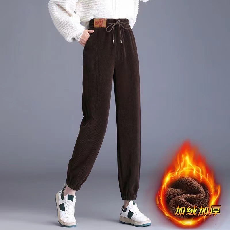 秋のコーデュロイパンツ レディース 冬用 裏起毛 厚手 ハイウエスト カジュアルパンツ ストレートパンツ レギンスパンツ ハーレムパンツ スウェットパンツ|undefined