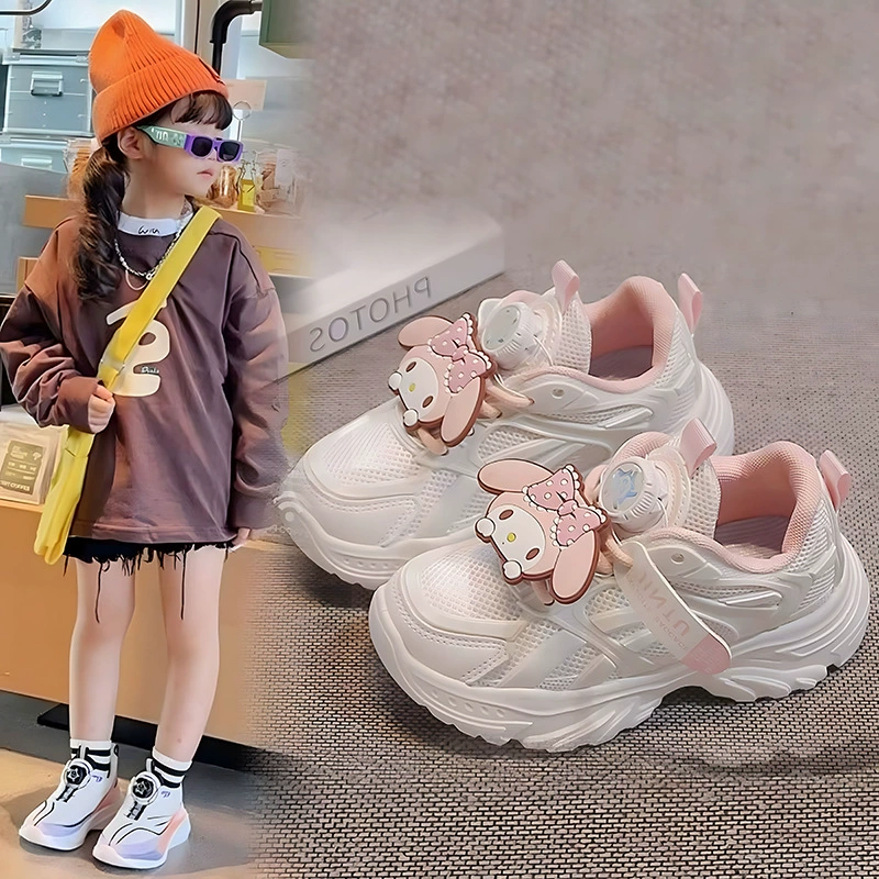 Красотка для девочек кроссовки 2024 весна и осень новая сетчатая поверхность дышащая детская сетчатая обувь