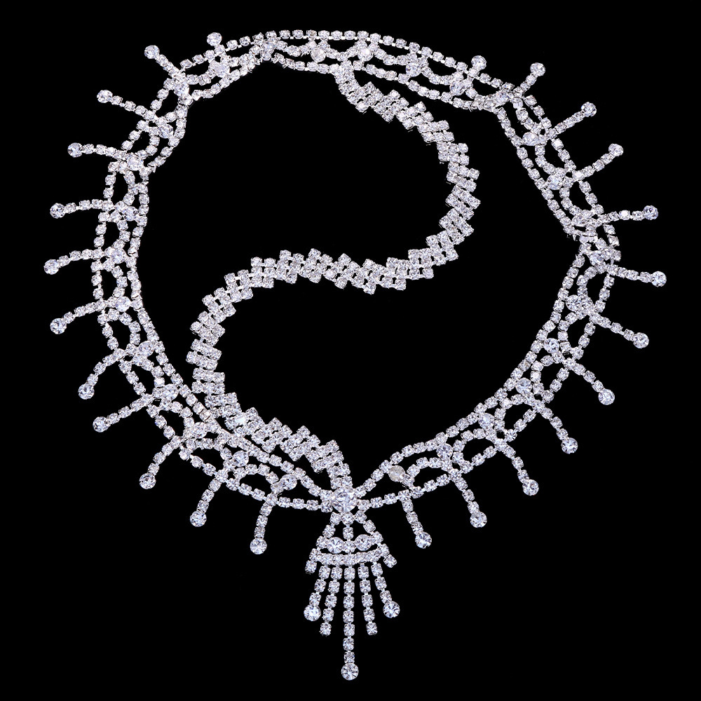 Bridal Rhinestone Forehead Chain With Diamond Tassel Gem Headdress_voghion.com