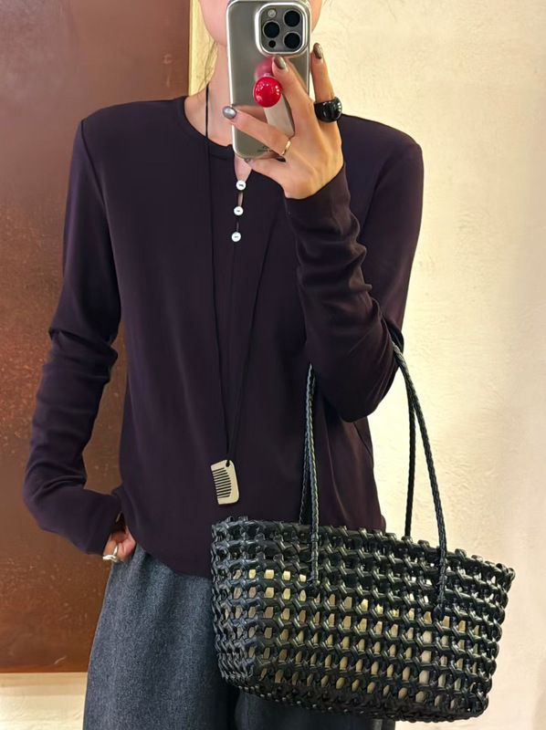 新品设计感小众V领内搭长袖上衣女T恤羊绒打底衫|undefined