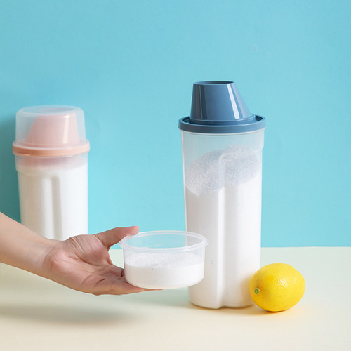 Household transparent laundry detergent storage tank plastic moisture-proof sealed box storage tank toiletries packaging box with measuring cup