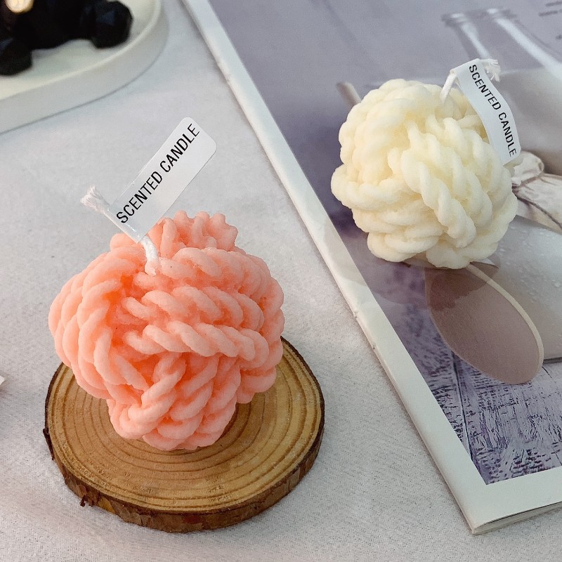Handmade Rough Yarn Ball Aromatherapy Candle, Exports Recommended Ins Style Decorative Shooting Prop Yarn Knot Candle