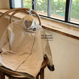 女童三防斜门襟风衣 2025秋季新品复古中长款风衣外套可亲子