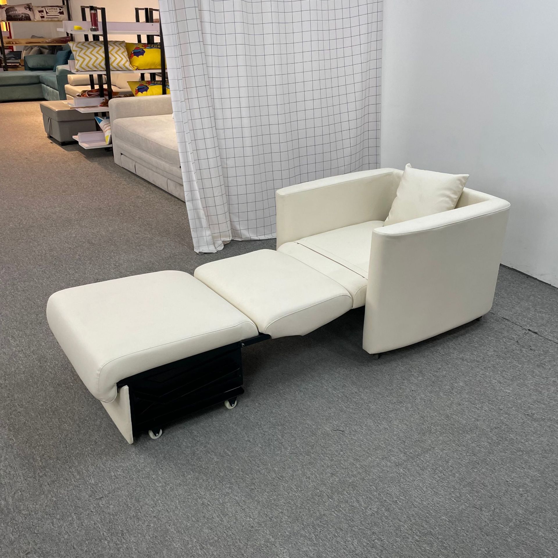 Almacenamiento plegable multifuncional de una sola persona balcón sofá cama de almuerzo tecnología tela de cuero silla de acompañamiento médico
