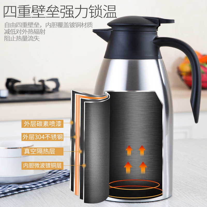 Teapot stainless steel, thermos, capacious coffee pot for living room, stainless steel AISI 304