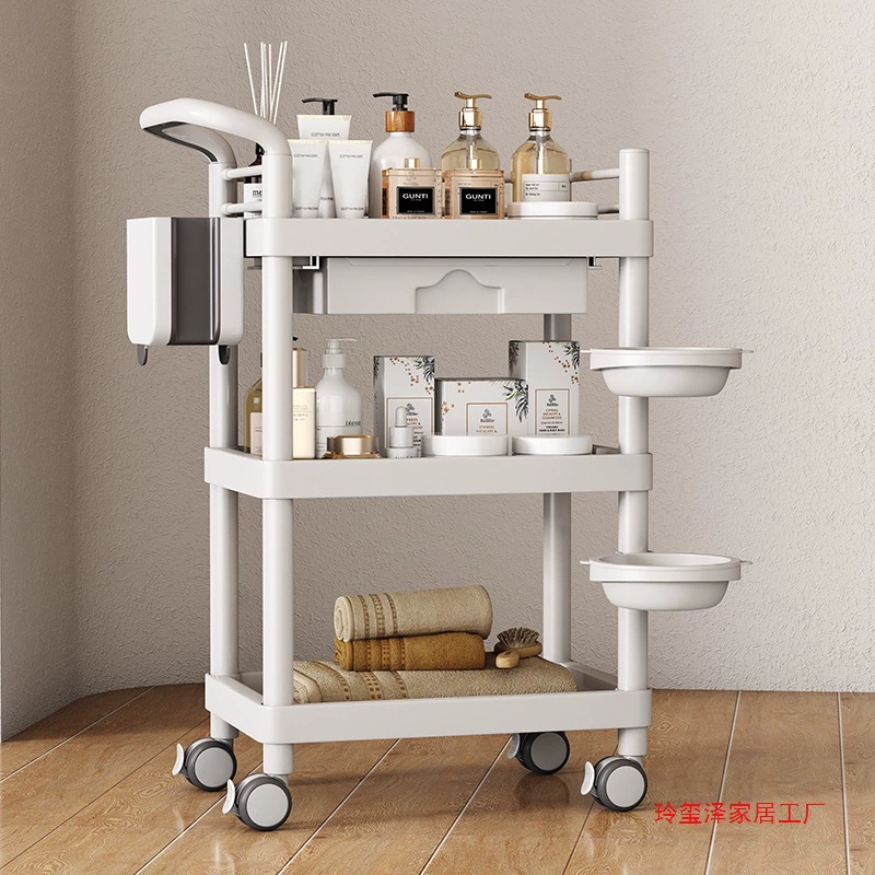 Ручная тележка для салона красоты, маленькая тележка с пузырьками, стеллаж для хранения, инструмент для ухода, парикмахерская, медицинская тележка