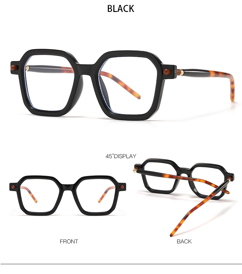 80g Weight Full Frame Glasses Structure Sunglasses Classification Ac Lens Material Square Glasses Style Daily Occasion Color Block Pattern Women'S Gender Patchwork Design Fashion Style Black Color Fashion Color Block Ac Square Patchwork Full Frame Optical Glasses 14