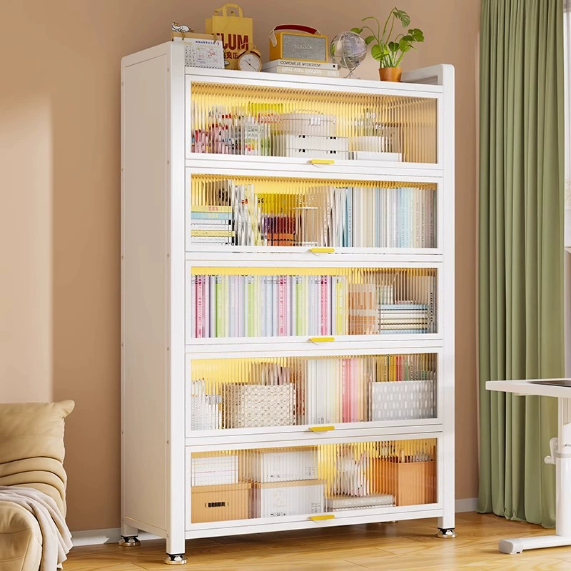 Стальные книжные шкафы бытовые многослойные пылезащитные шкафы для хранения на полу с дверными шкафчиками