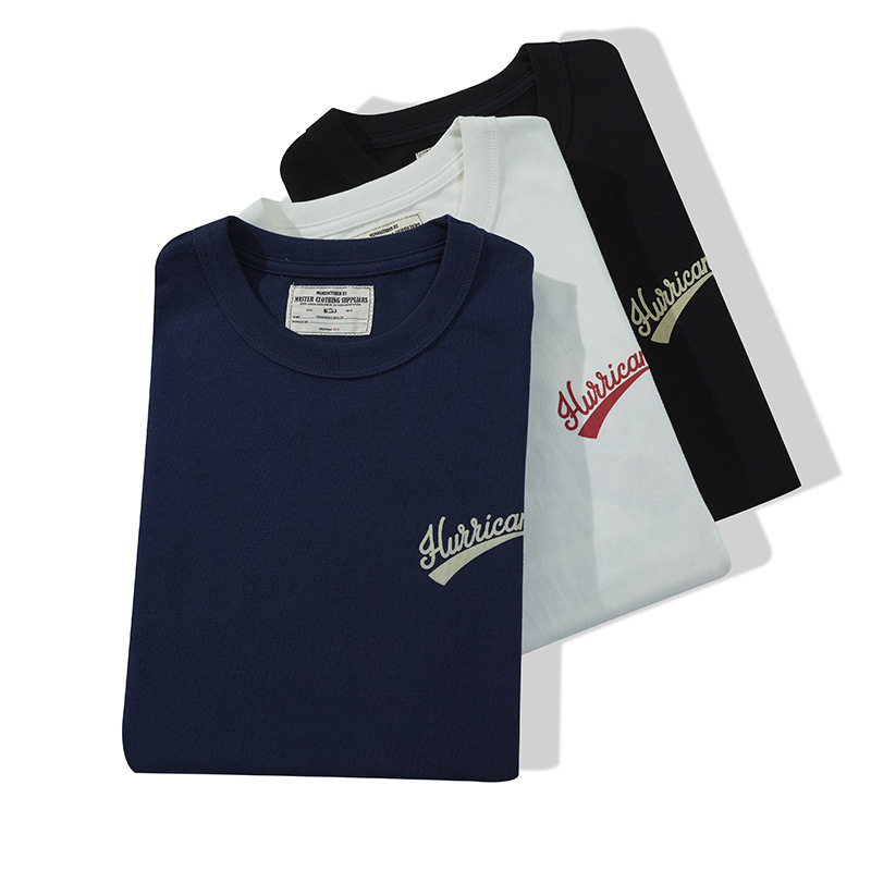 OKONKWO primavera y verano nueva motocicleta letra impresa camiseta 220g gruesa Camiseta de manga corta