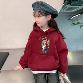 女童卫衣秋冬款2025新款大童女孩韩版秋装连帽上衣儿童装洋气衣服