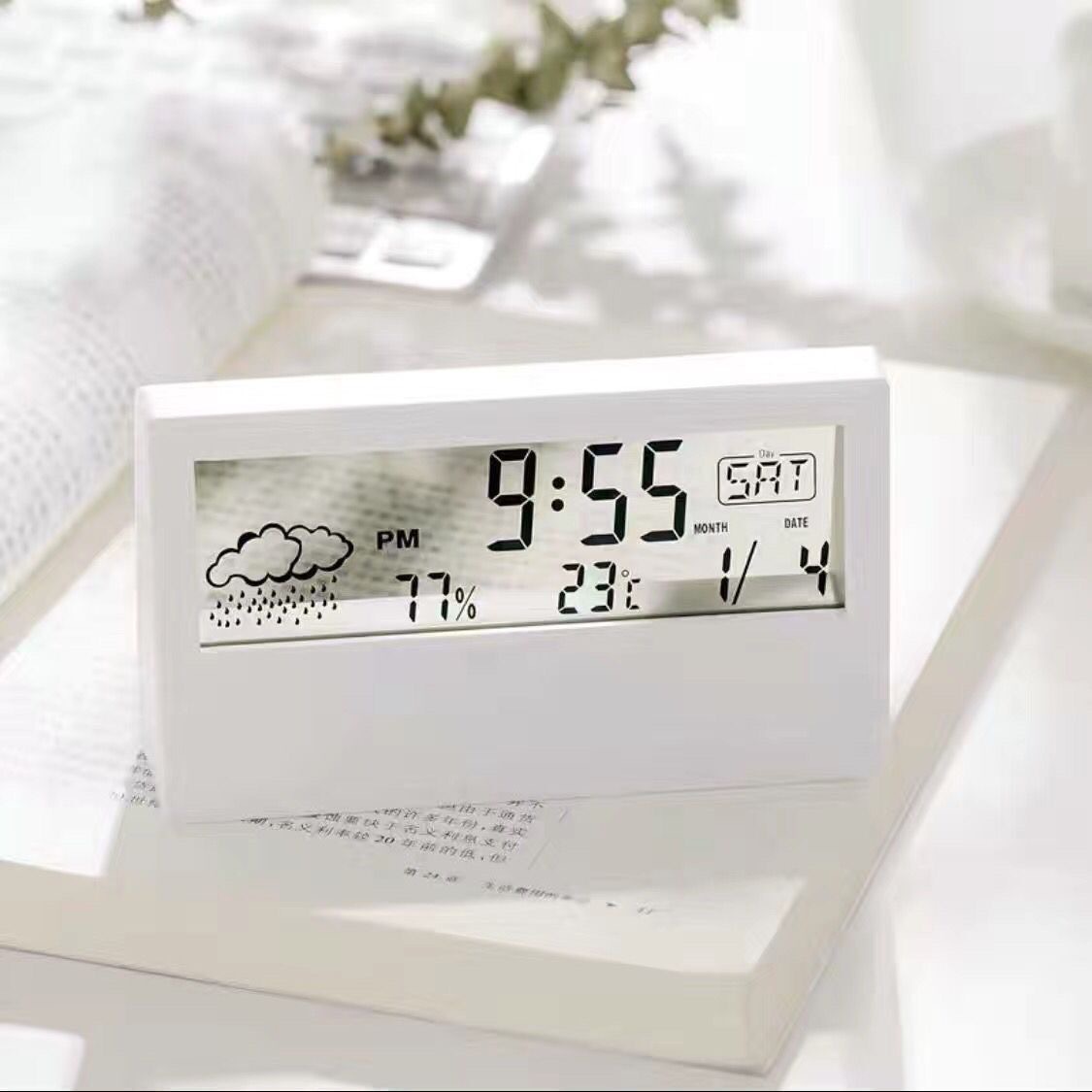 Alarm Clock Creative Digital Clock Multi-Function with Temperature and Humidity Weather Electronic Alarm Clock Student High-Looking Smart