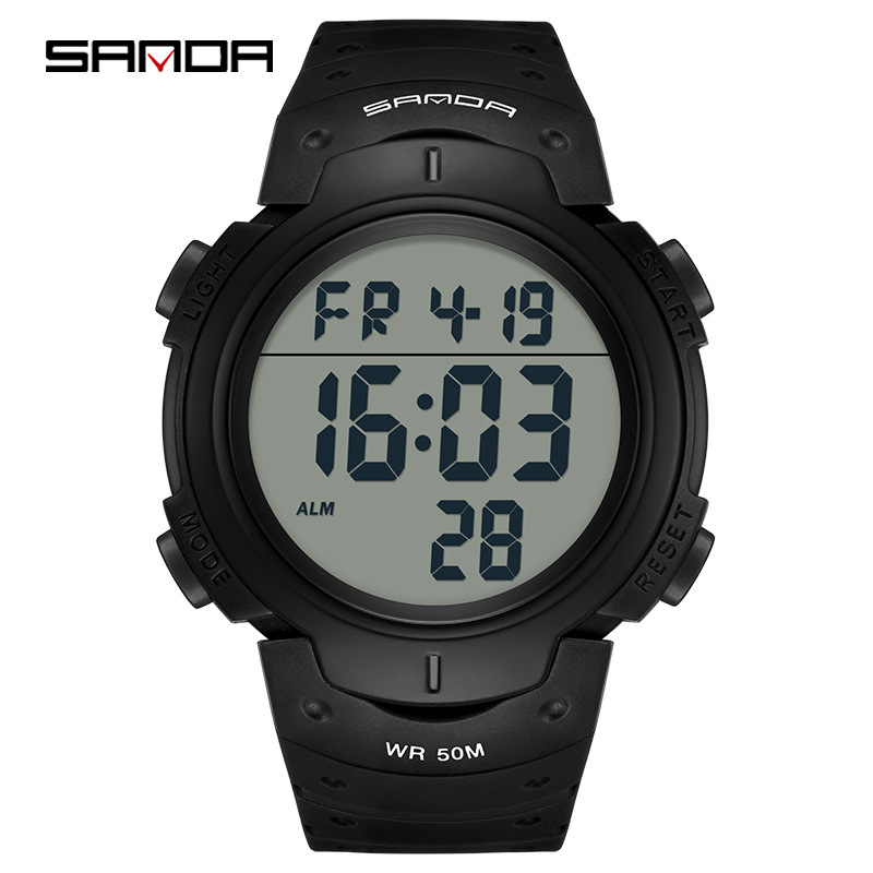 SANDA reloj electrónico astronauta dial reloj electrónico nocturno al aire libre impermeable reloj de montaña multifuncional hombre