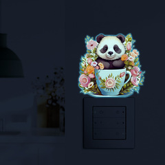 Wholesale Cross-Border Trade: Cartoon Panda Mug, Flower Switch Stickers, Glow-in-the-Dark Home Decor Wall Decals, Self-Adhesive Stickers