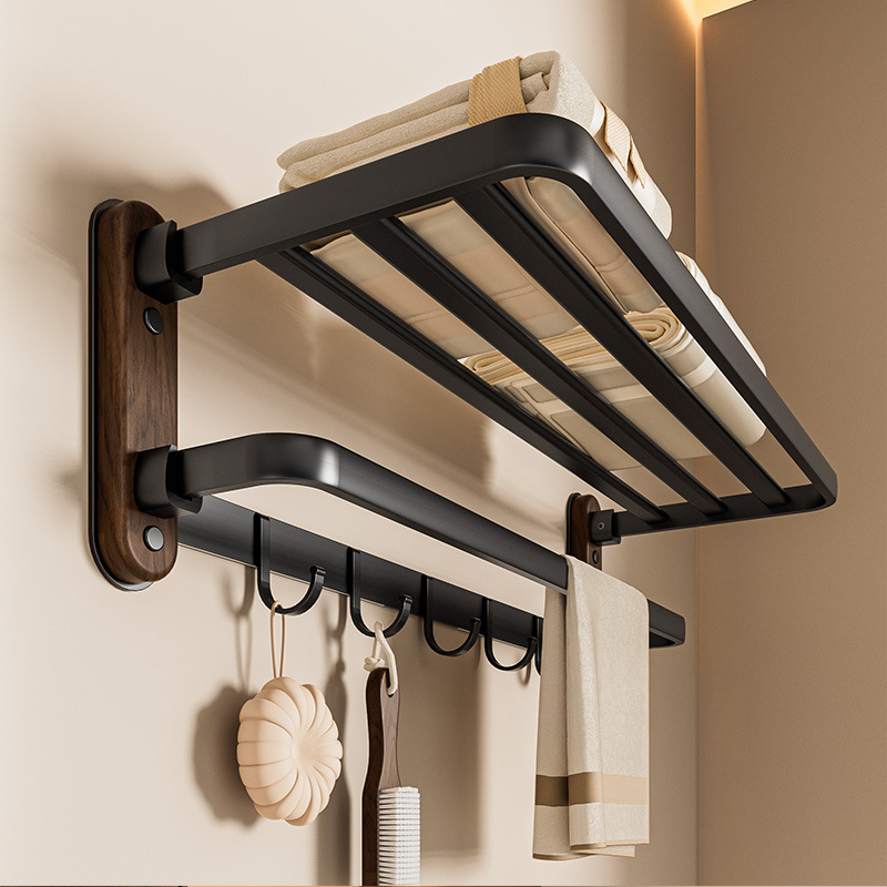 Walnut Towel Rack Bathroom Storage Rack Punch-Free Bath Towel Rack Toilet Bathroom Hotel Bathroom Set