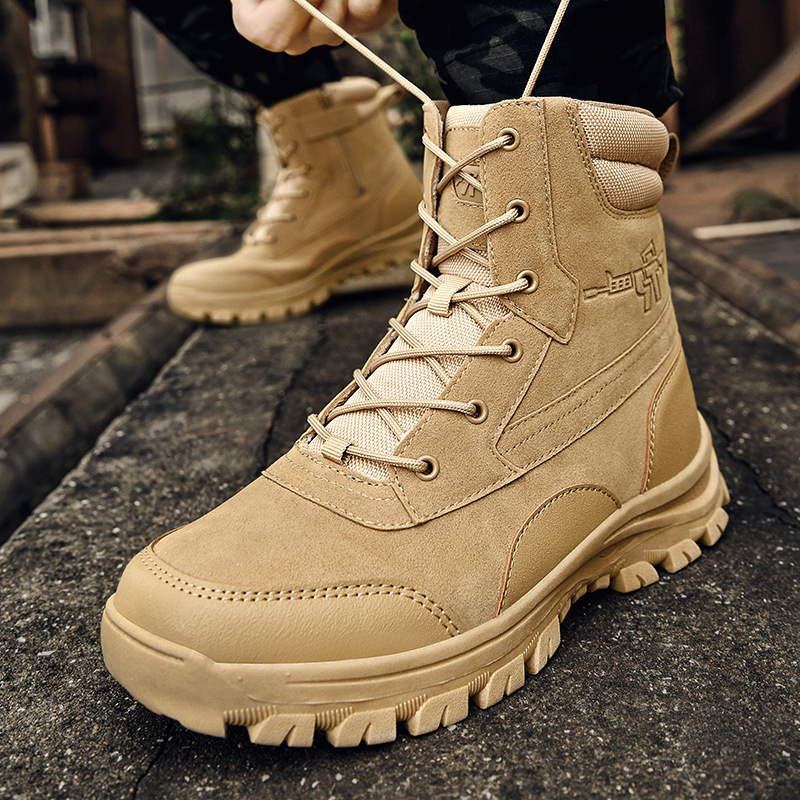 2025 Cross-Border Large Size Mid-High Desert Boots Outdoor Camping Training Boots Outdoor Hiking Boots Hiking Boots Men's Military Boots