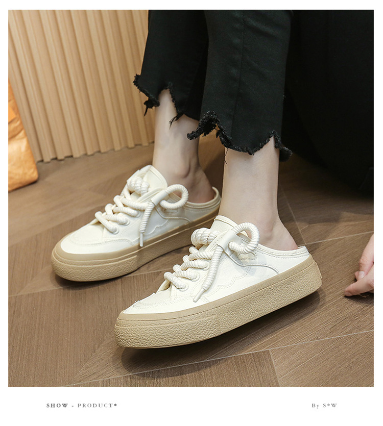 VASIBAEN Niche Design Half-support 2023 Poletje Novi platneni čevlji Lazy One pedal all-match superge trend_voghion.com